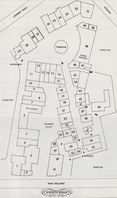 Westbury Square shopping village-MAP | Village map, Westbury, Houston